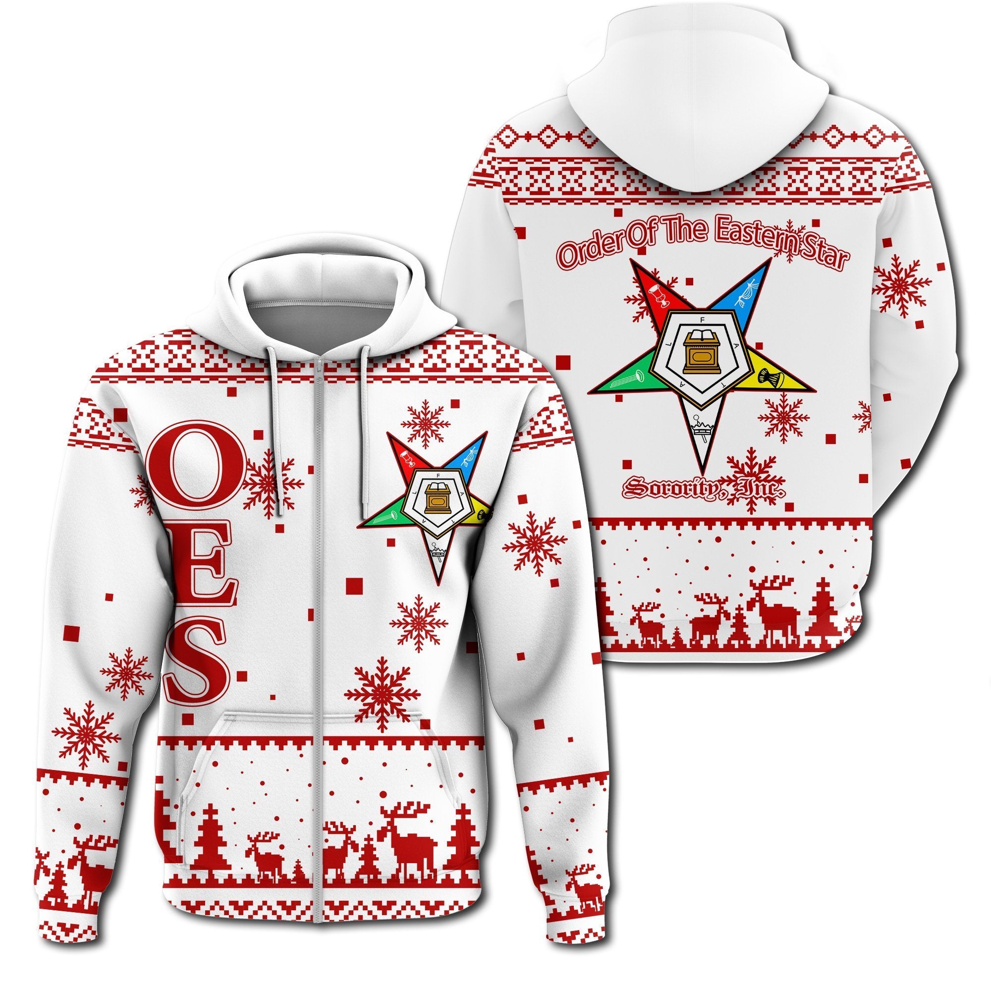 Greek Life Hoodie – Christmas Order Of The Eastern Star Oes Zip Hoodie