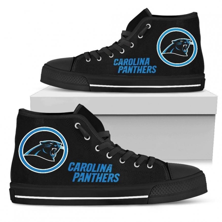 Circle Logo Carolina Panthers High Top Shoes #914