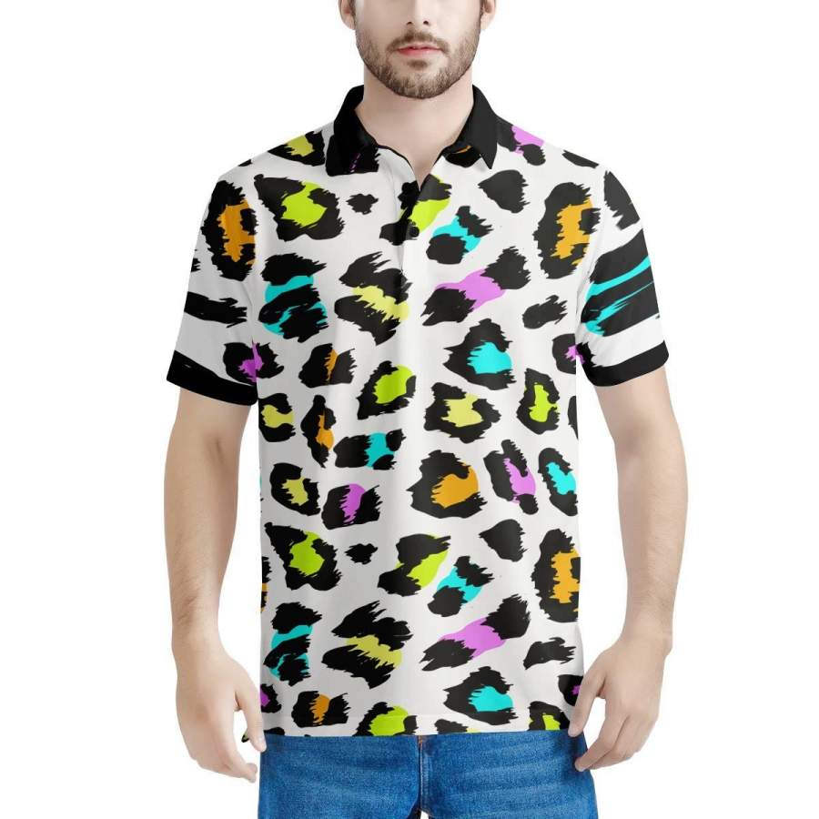 White Leopard Men’s Polo Shirts