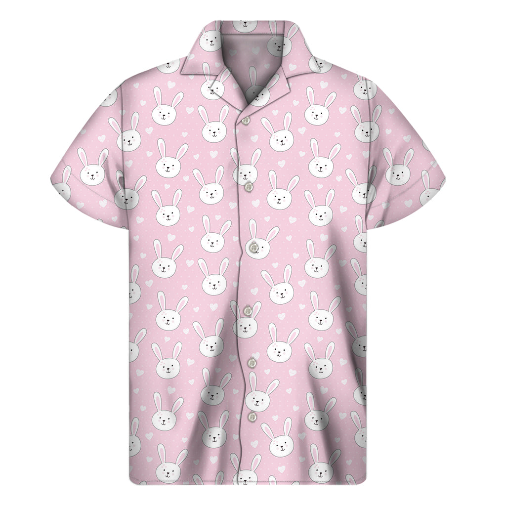 Pink Rabbit Pattern Print Men’S Short Sleeve Shirt