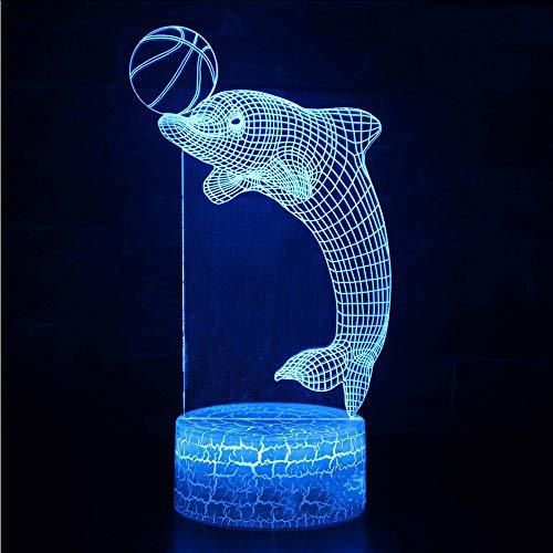 Dolphin Playing With Ball Design 3D Illusion Night Light Led Light