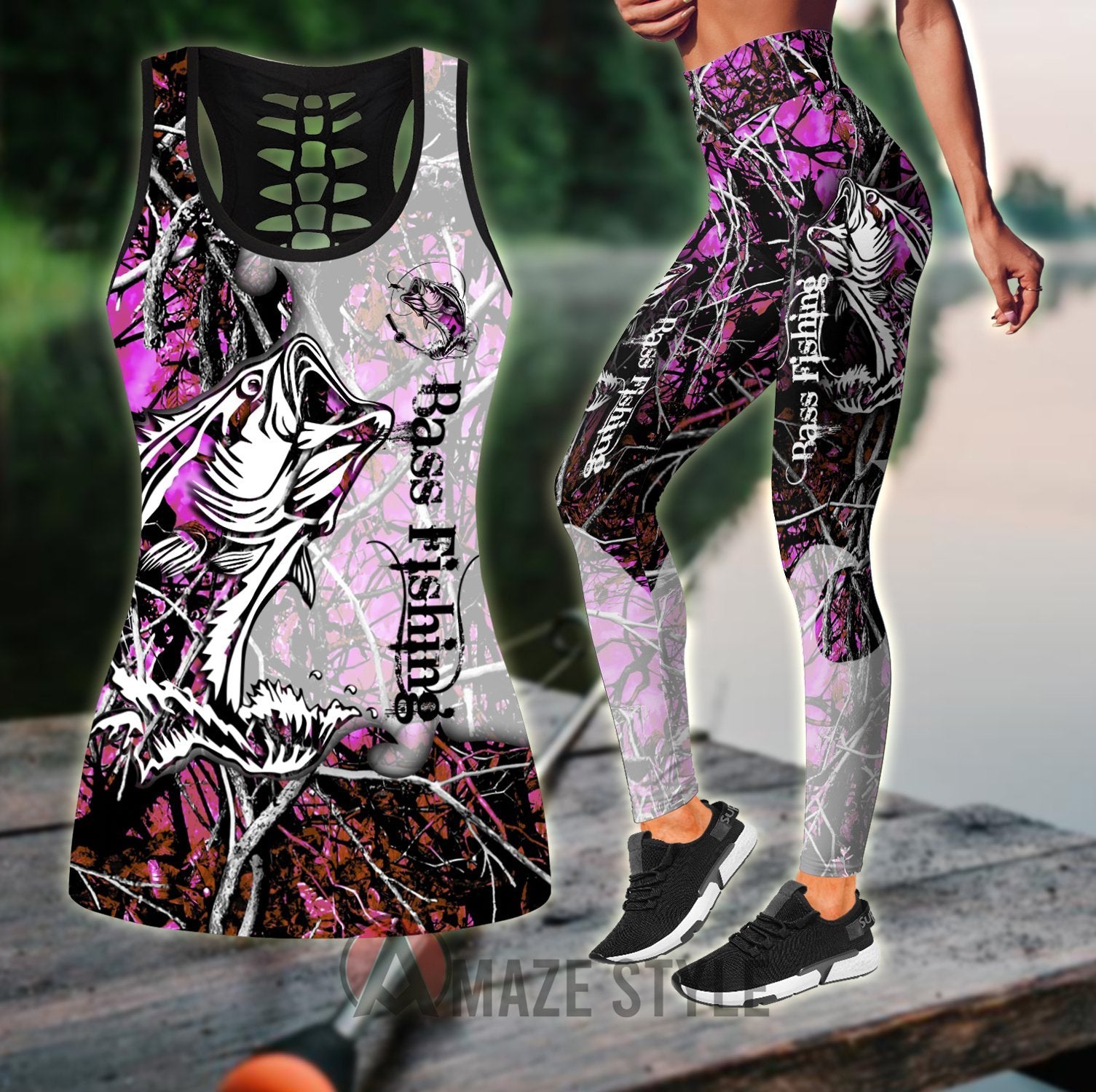 Women Tank Top Leggings Bass Fishing – Country Girl Camo Combo Legging + Tank Fishing Outfit For Women