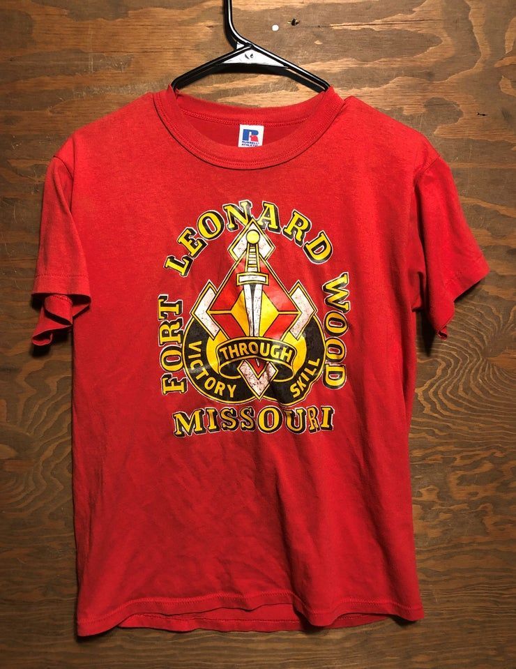 Vintage 1980Fort Fort Ft Leonard Wood Missouri Army Military Red 80S Shirt