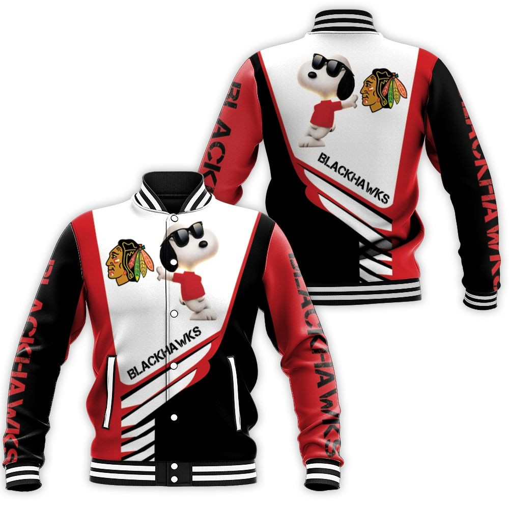 Chicago Blackhawks Snoopy For Fans 3D Baseball Jacket For Men Women