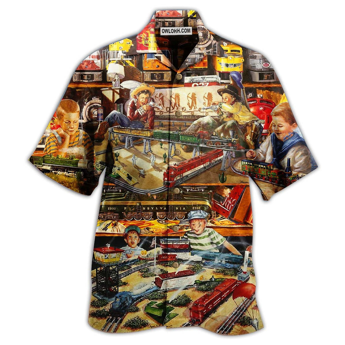 Train Toys Amazing Vintage Style – Hawaiian Shirt  – Owl Ohh