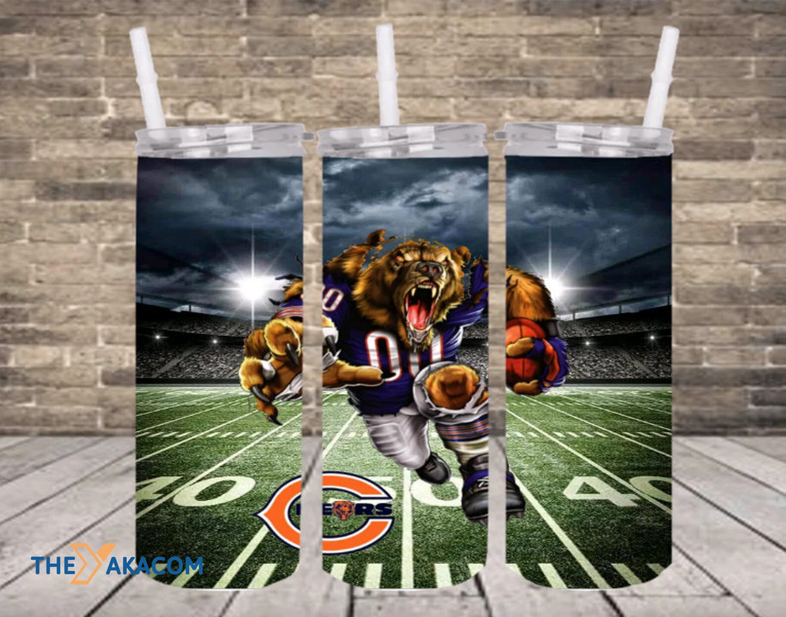 Strong Player Competing On The Stadium Chicago Bears Tumbler