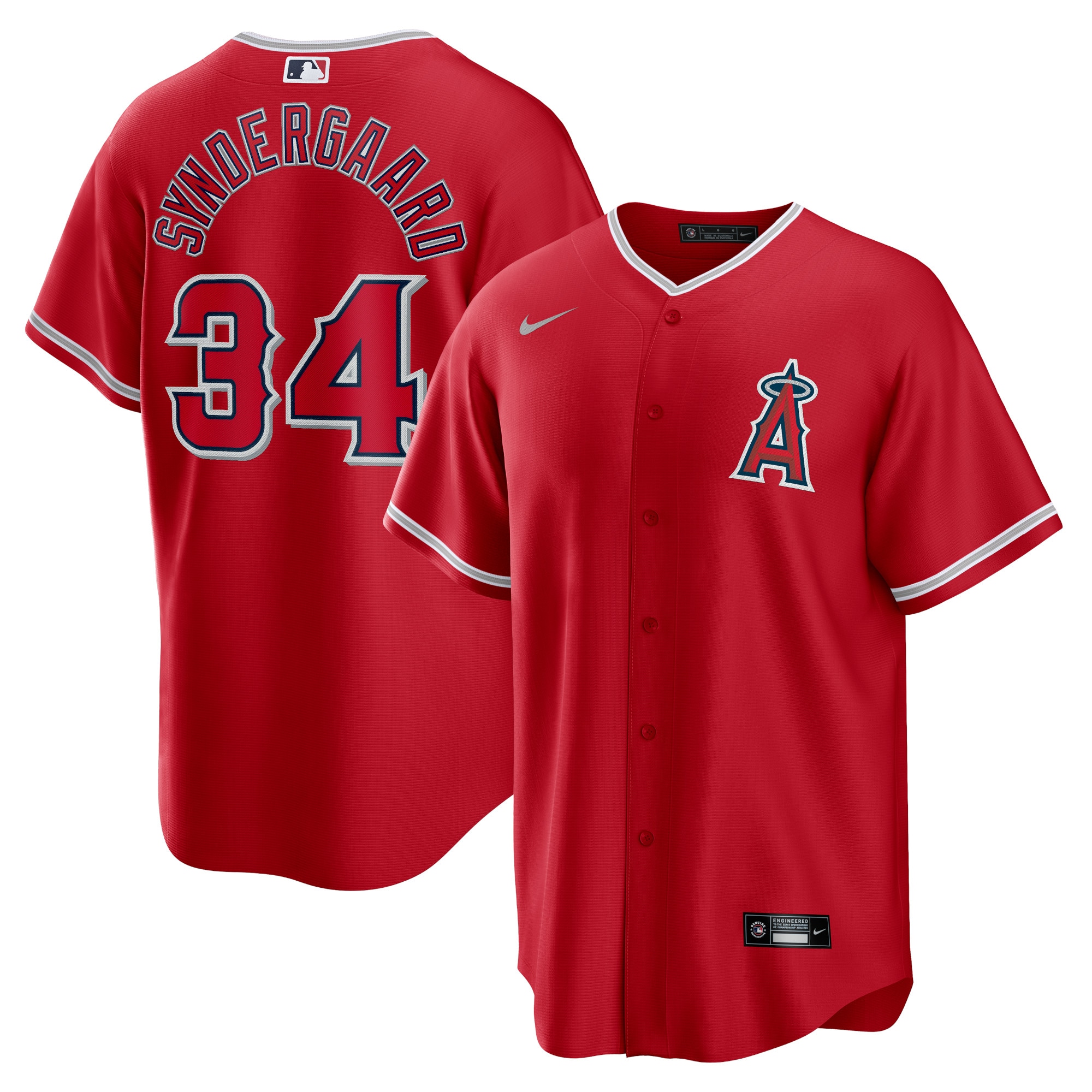 Men’s Los Angeles Angels Noah Syndergaard Red Alternate Player Jersey