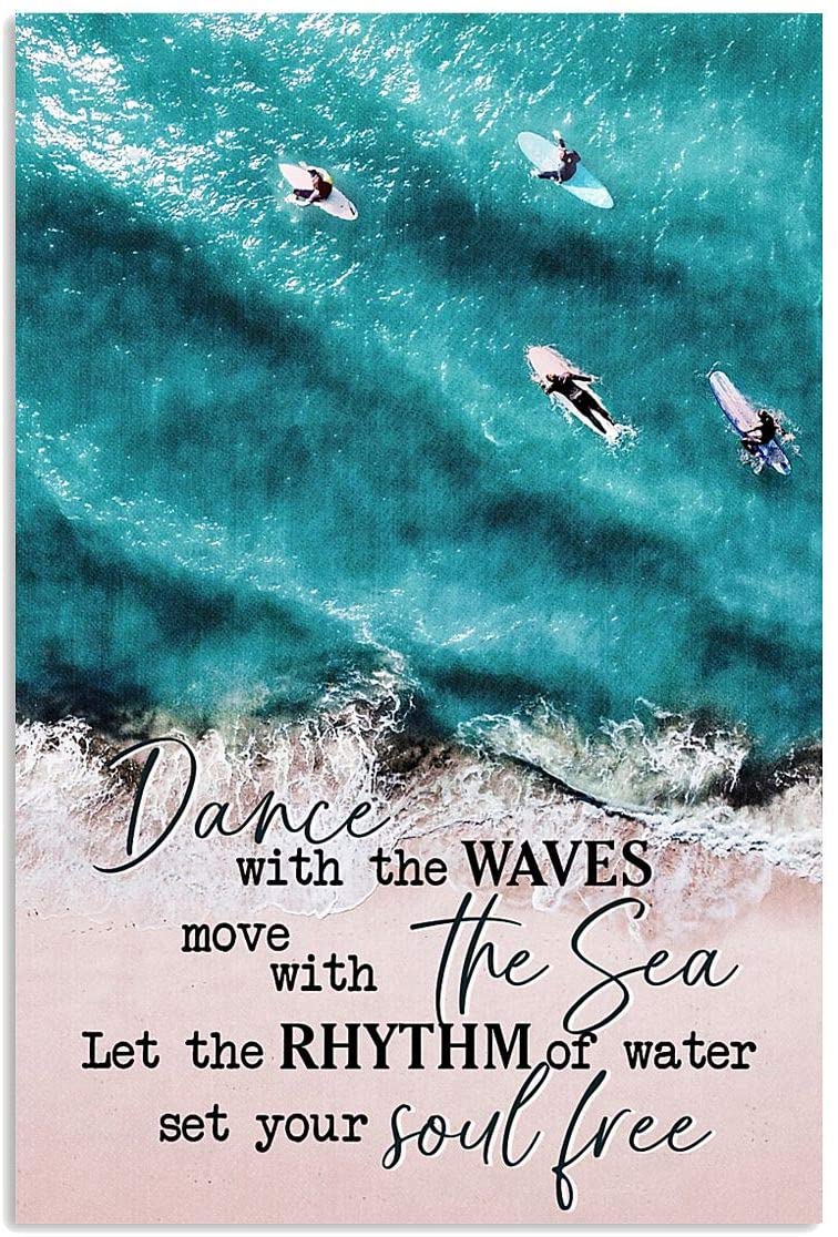 Vintage Surfing Dance With The Waves Poster Art Print      Home Decor Gift For Men Women Family Friend On Birthday Xmas