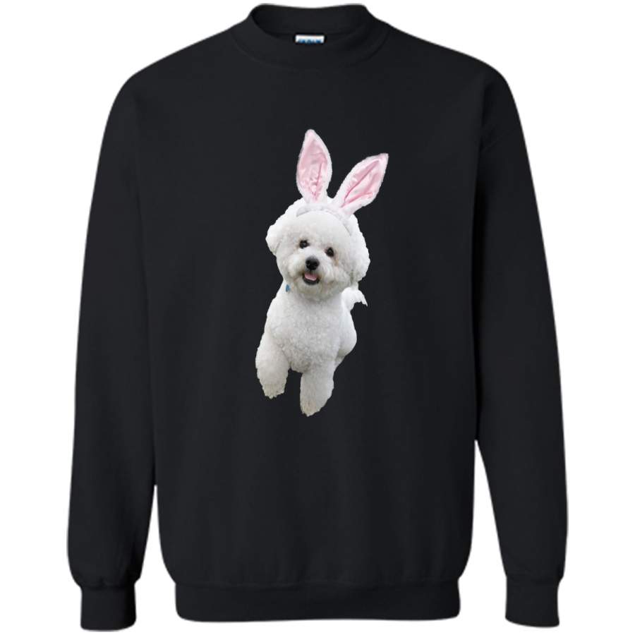 Bichon Frise Wearing Easter Bunny Ears Dog T-Shirt Printed Crewneck Pullover Sweatshirt 8 oz