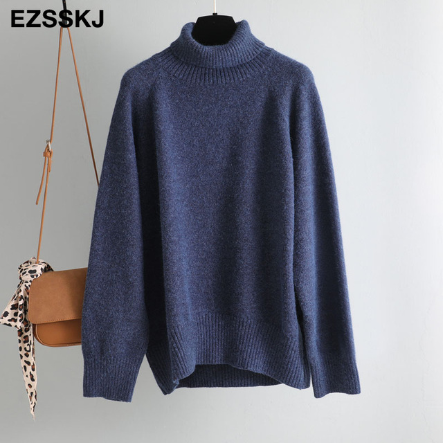 casual thick big Autumn Winter o-neck oversize Sweater Pullover Women warm chic female loose cashmere Basic wool Sweaters pull alx