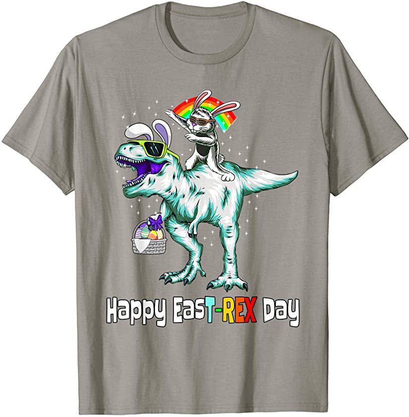 Dino Easter Day Shirt Kids Toddler Boys Bunny T-Shirt