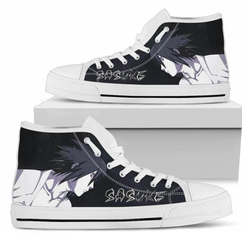 Sasuke Naruto Anime Sneakers High Top Shoes Fan High Top Shoes Animood Collections