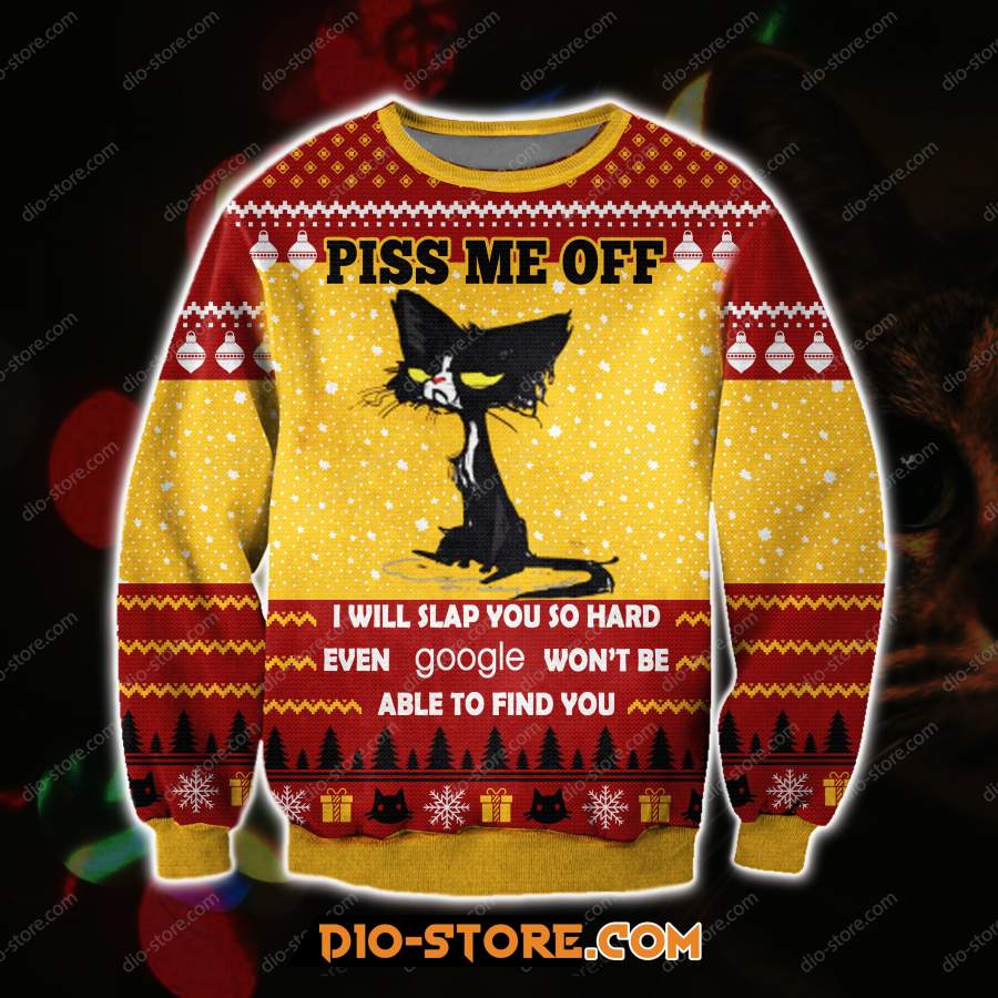 3D ALL OVER PRINT KNITTING PATTERN PISS ME OFF UGLY CHRISTMAS SWEATER