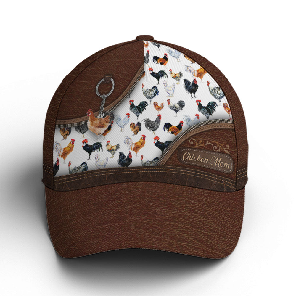 Chicken Mom Leather Baseball Cap Coolspod