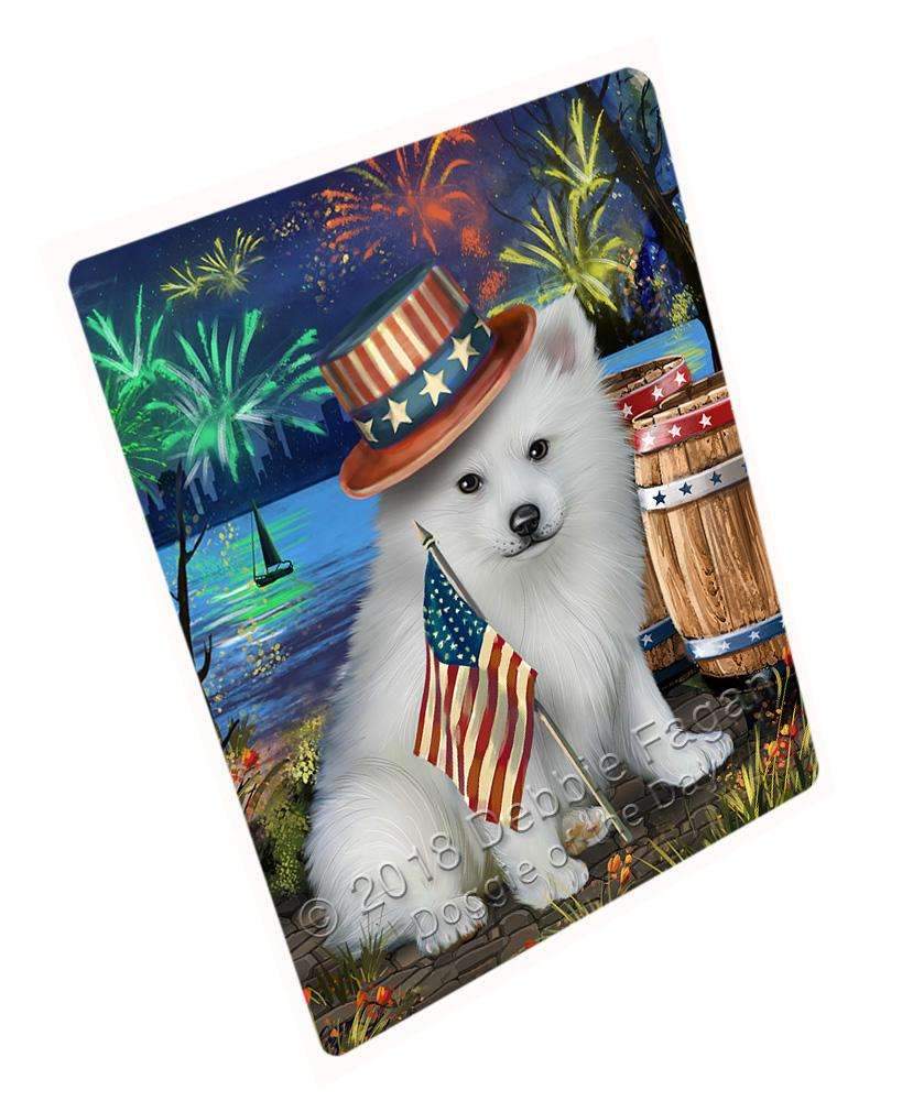 4Th Of July Independence Day Fireworks American Eskimo Dog At The Lake Blanket Blnkt74244