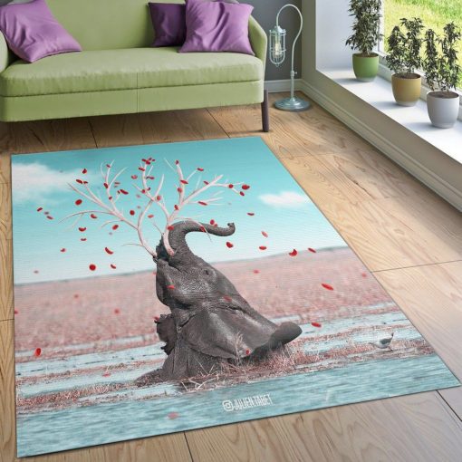 Elephants Rug All Over Print Logo Custom Area Rug Carpet Full Sizes Home Living Rug Carpet Decor