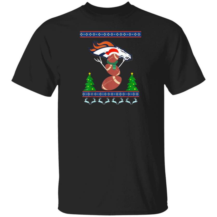 Christmas Football Reindeer Ugly Sweater Denver-Bronco T-Shirt