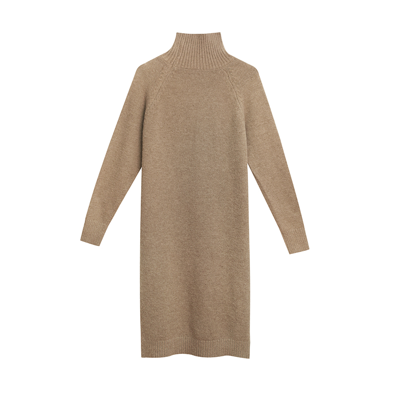 Woman Dress High-neck Slim Knit Sweater Dress Women Autumn and Winter 2020 New Korean Style Long Sleeve Loose Long Base Dress alx