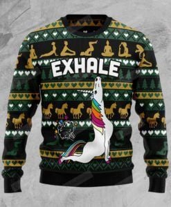 Yoga Unicorn Exhale Ugly Christmas Sweater, All Over Print Sweatshirt