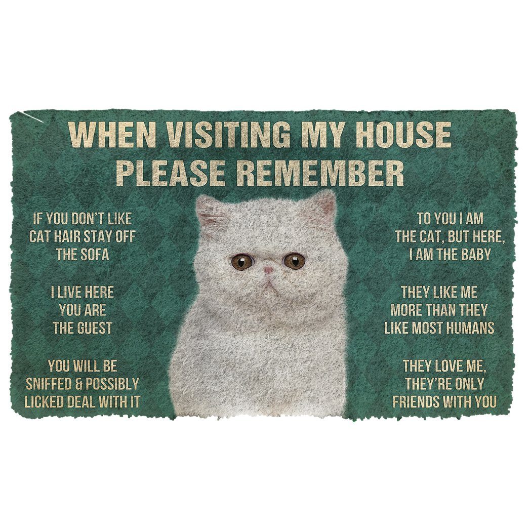 Gearhumans  GearHuman 3D Please Remember Exotic Shorthair Cats House Rules Doormat