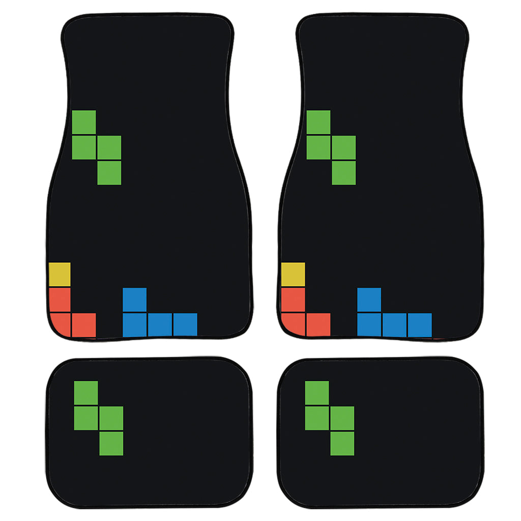 Colorful Brick Puzzle Video Game Print Front And Back Car Floor Mats, Front Car Mat