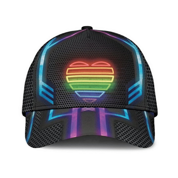 Rainbow Heart Proud Lgbt Baseball Cap, 3D All Over Printing Cap Hat For Gay Couple, Lesbian Accessories