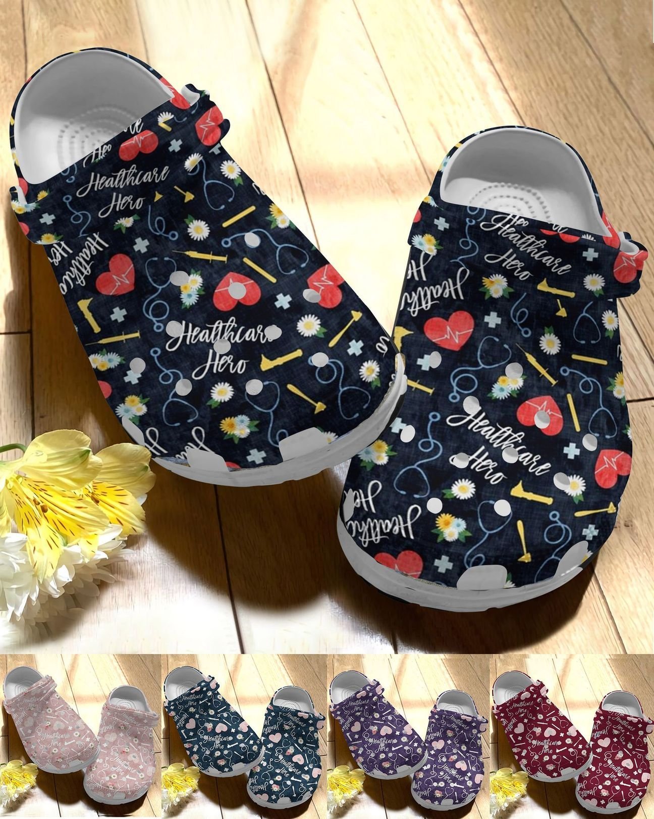 Nurse Personalize Clog, Custom Name, Text, Fashion Style For Women, Men, Kid, Print 3D Healthcare Hero 5 Colors