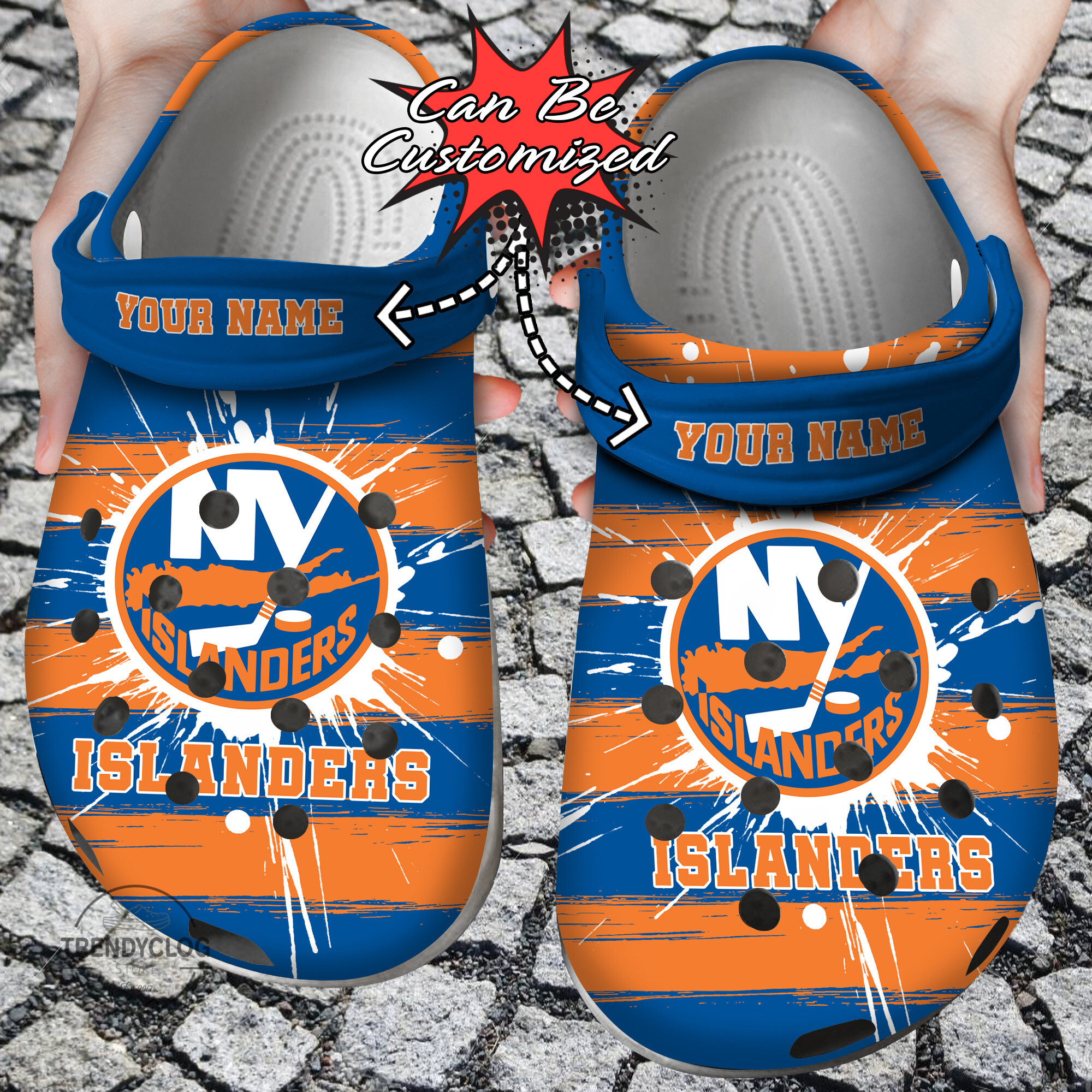 Hockey Crocs – Personalized Ny Islanders Spoon Graphics Watercolour Clog Shoes