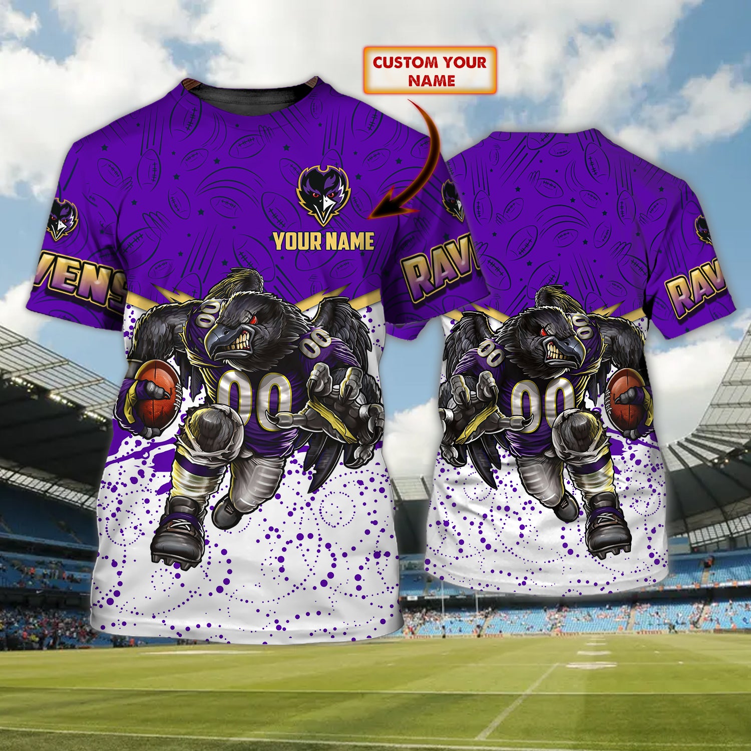 Baltimore Ravens – Personalized Name 3D T Shirt – Tad