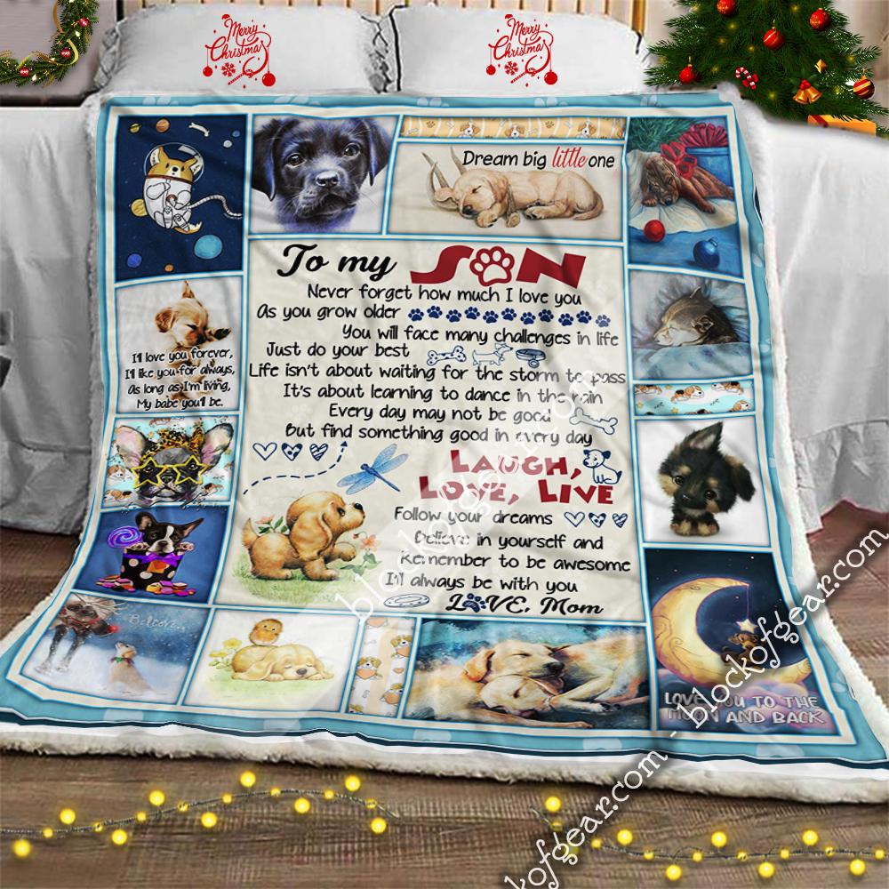 My Puppy Son, Love, Mom Sofa Sherpa Blanket