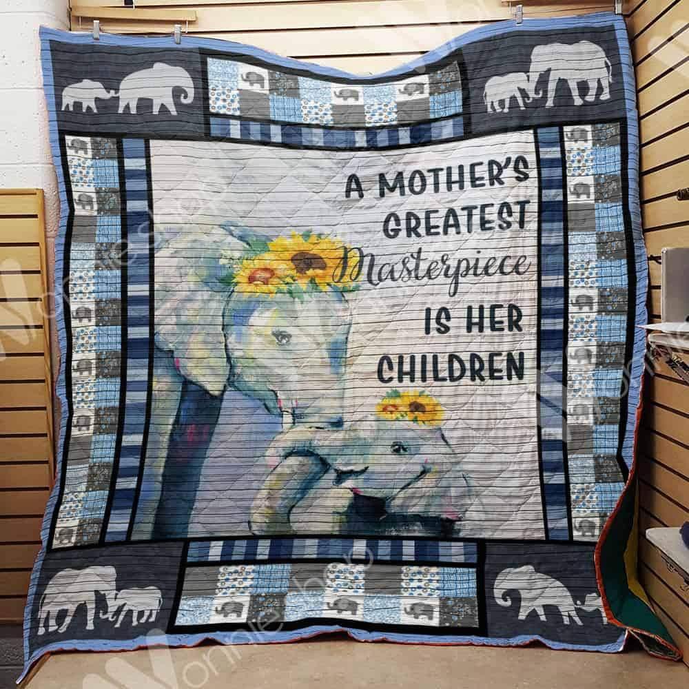 Mother And Child Elephant Love Together  A Mother’S Greatest Masterpiece Is Her Children  Quilt Blanket