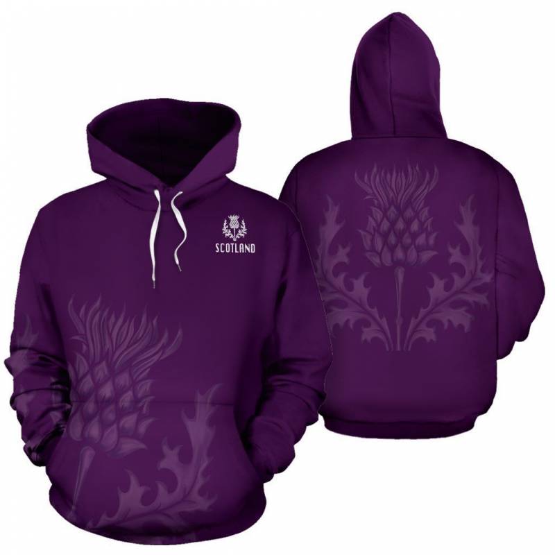 Scotland Hoodie, Purple Thistle All Over Print Hoodie NNK022911