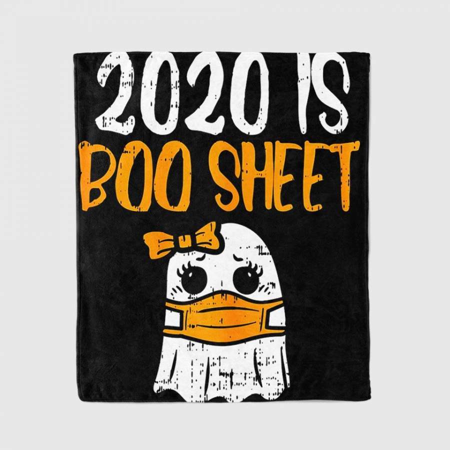 2020 Boo Sheet Girl Ghost In Mask Cute Halloween Quarantine Blanket Personalized Fleece Blanket Halloween Gifts