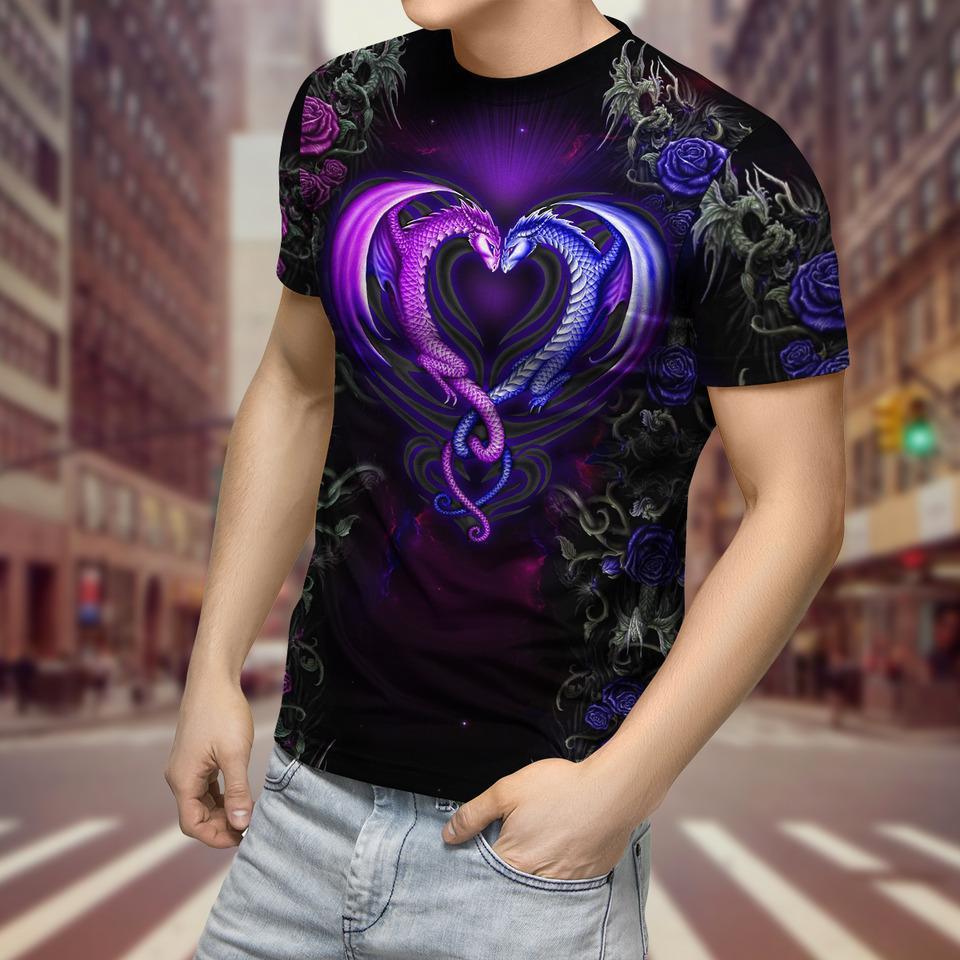 Dragon Beautiful Couples 3D Over Printed Shirt