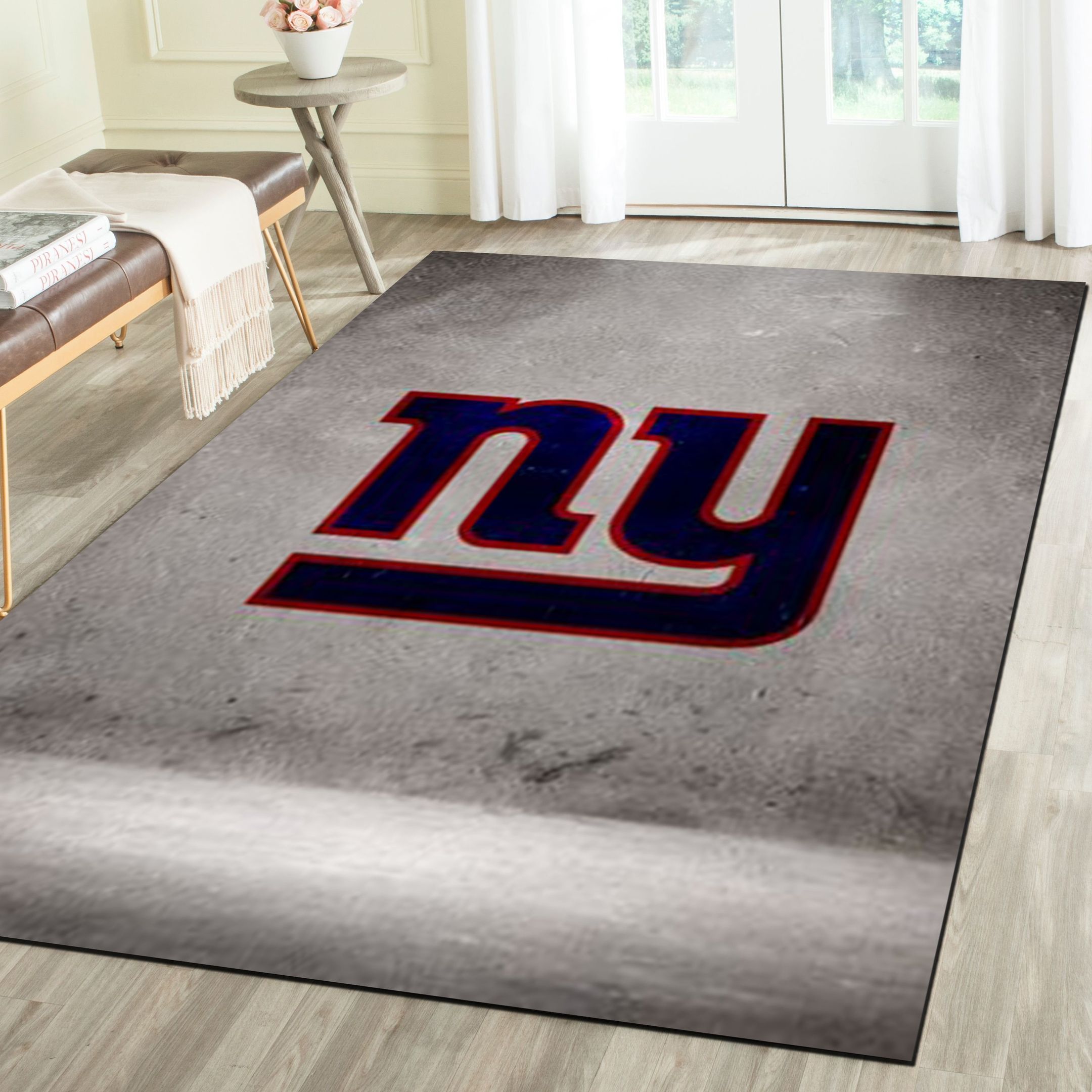 New York Giants Area Rug, Football Team Living Room Carpet, Sports Floor Decor