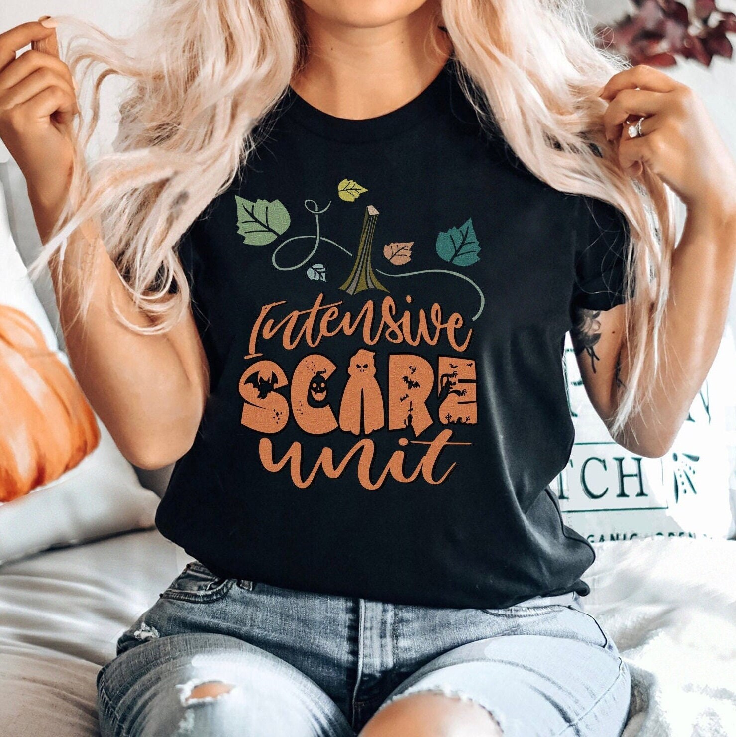 Intensive Scare Unit – Halloween ICU Nurse T-shirt, Halloween Gift ICU Crew Nursing Shirt Picu Micu Sicu Nicu Fall Tee Pumpkin Top Party