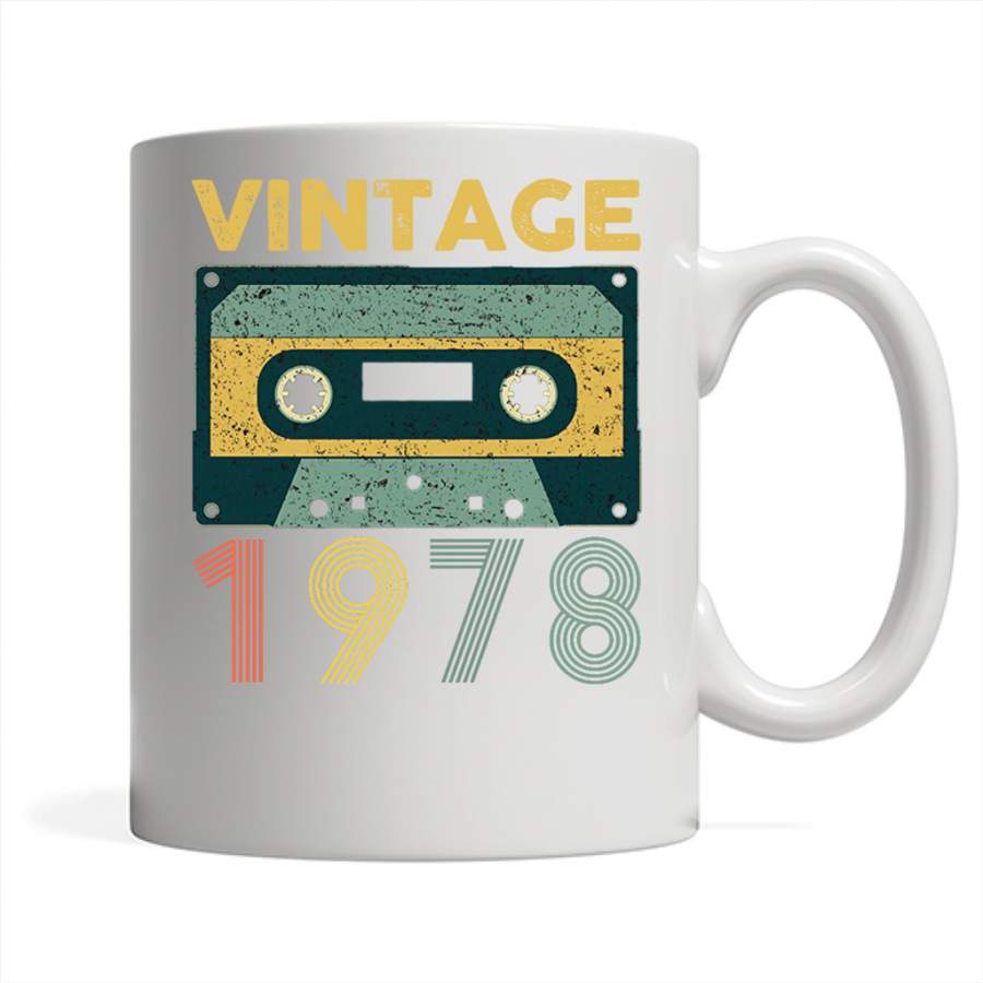 40th Birthday Gift Vintage 1978 Year Old Mixtape – Full-Wrap Coffee White Mug