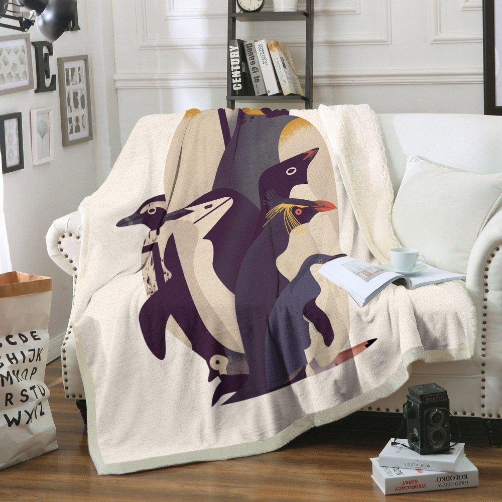 Penguin Sherpa Fleece Blanket RRSY