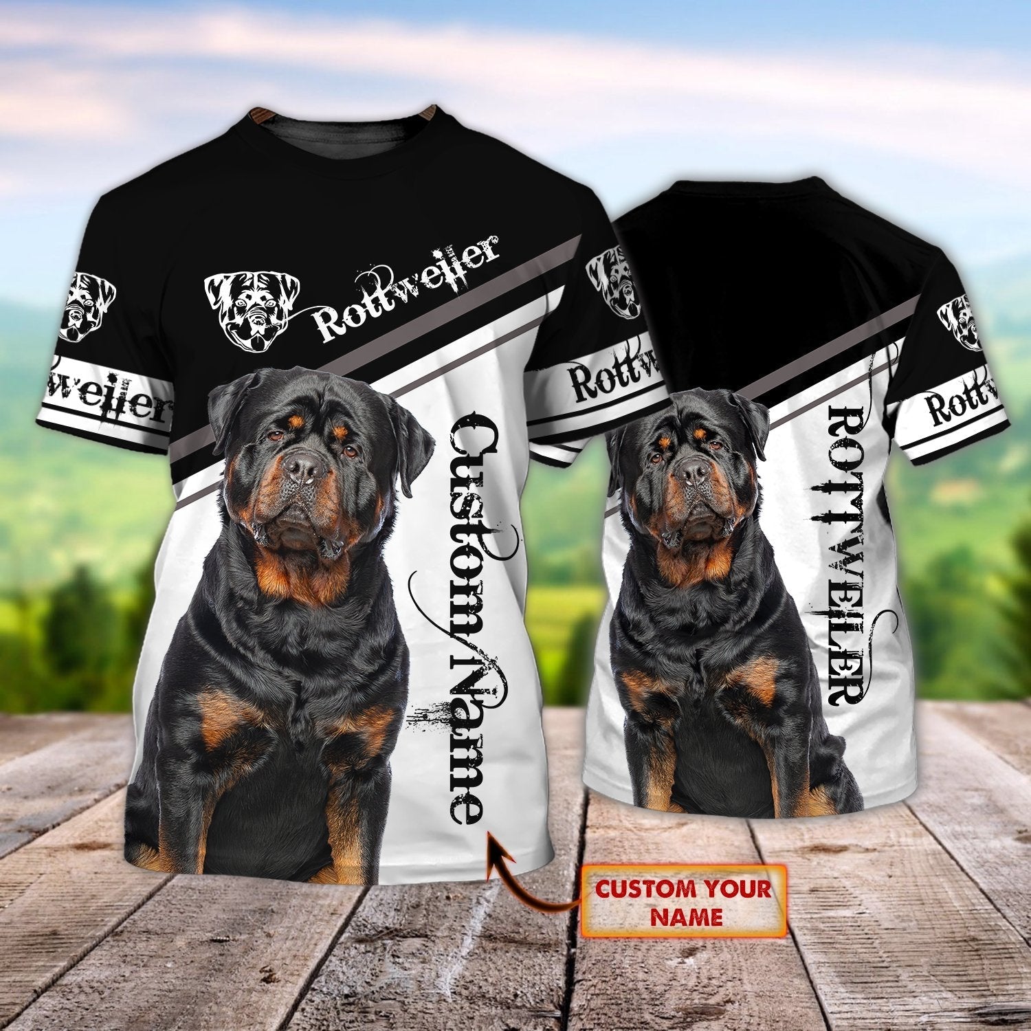 Personalized Name 3D Tshirt With Rottweiler, Cute Rottweiler Dog Shirt For Men Women