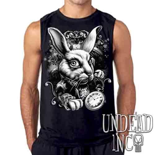 Alice In Wonderland White Rabbit Black & Grey – Mens Sleeveless Shirt