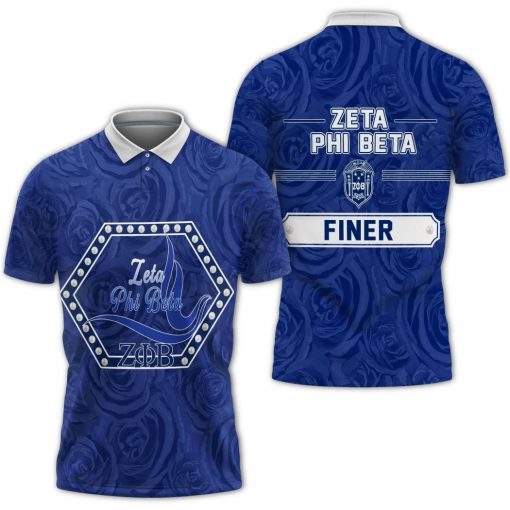 Zeta Phi Beta 1920 Blue Rose Background Polo Shirt All Over Print