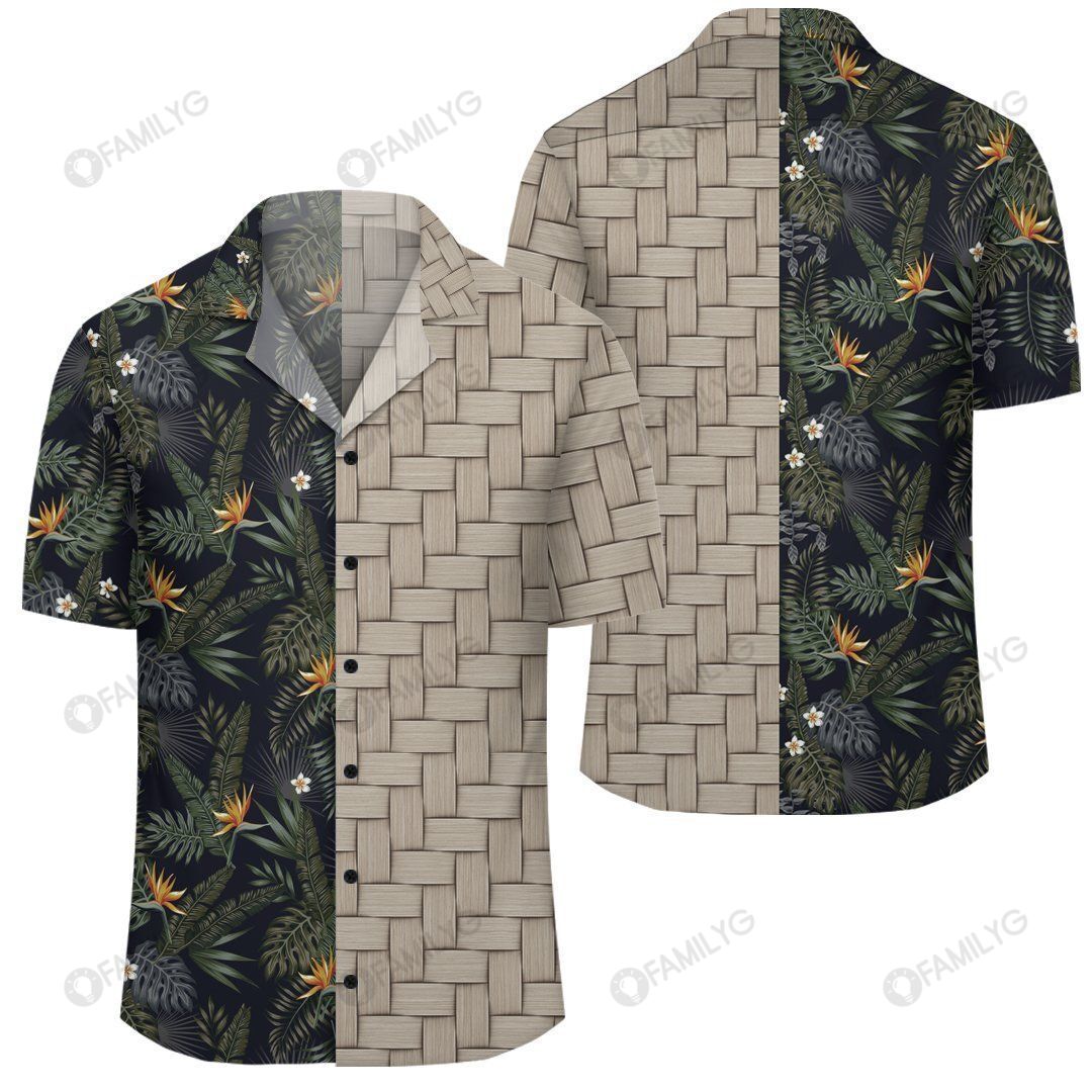 Tropical Leaves And Flowers In The Night Style Lauhala Moiety Hawaiian Shirt Summer Hawaiian For Men, Women, Couple