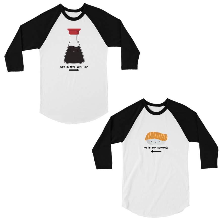 Sushi & Soy Sauce Cute Matching Baseball Shirts For Couples Gift