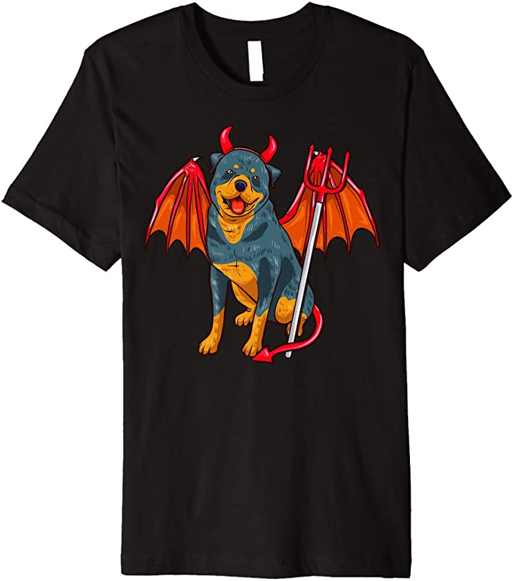 Rottweiler Devil Halloween Dog Puppy Gift For Girl Boy Premium T-Shirt