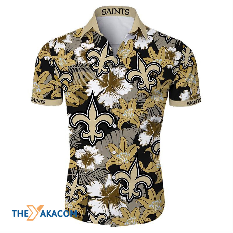 New Orleans Saints Nfl Team Gift For Fan Tropical Flower Short Sleeve Hawaii Shirt Ha84316