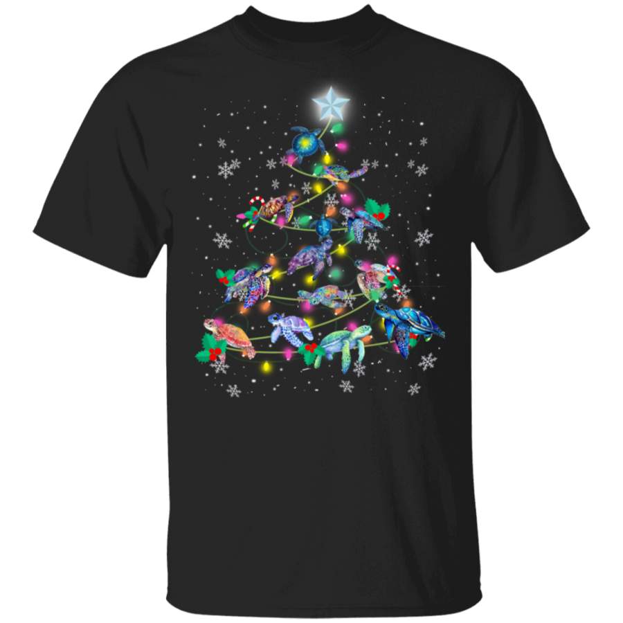 Turtles Christmas Tree T-Shirt Cute Animal Snowflake Xmas Designs Gifts For Turtle Lovers