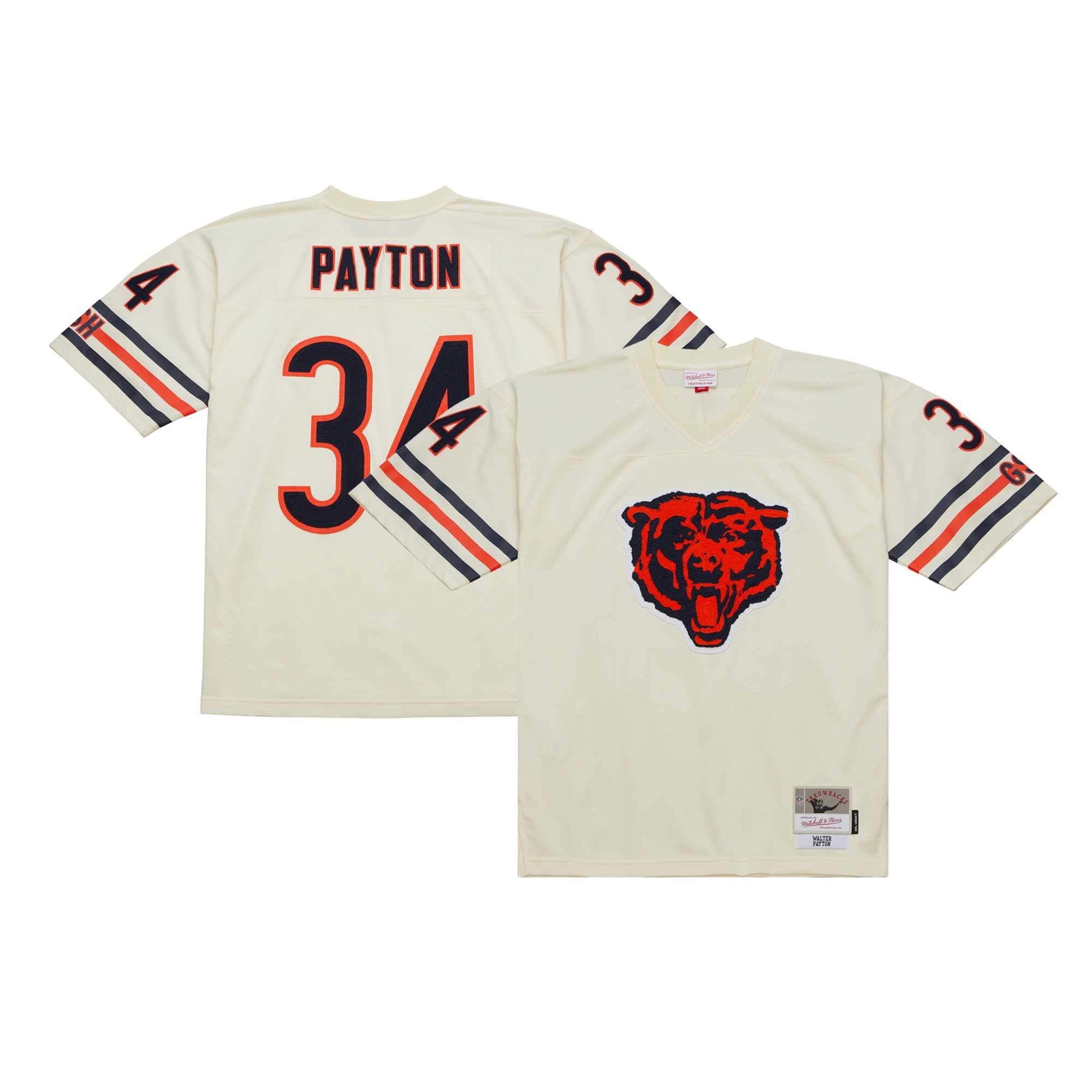 Walter Payton Chicago Bears Mitchell & Ness Chainstitch Legacy Jersey – Cream