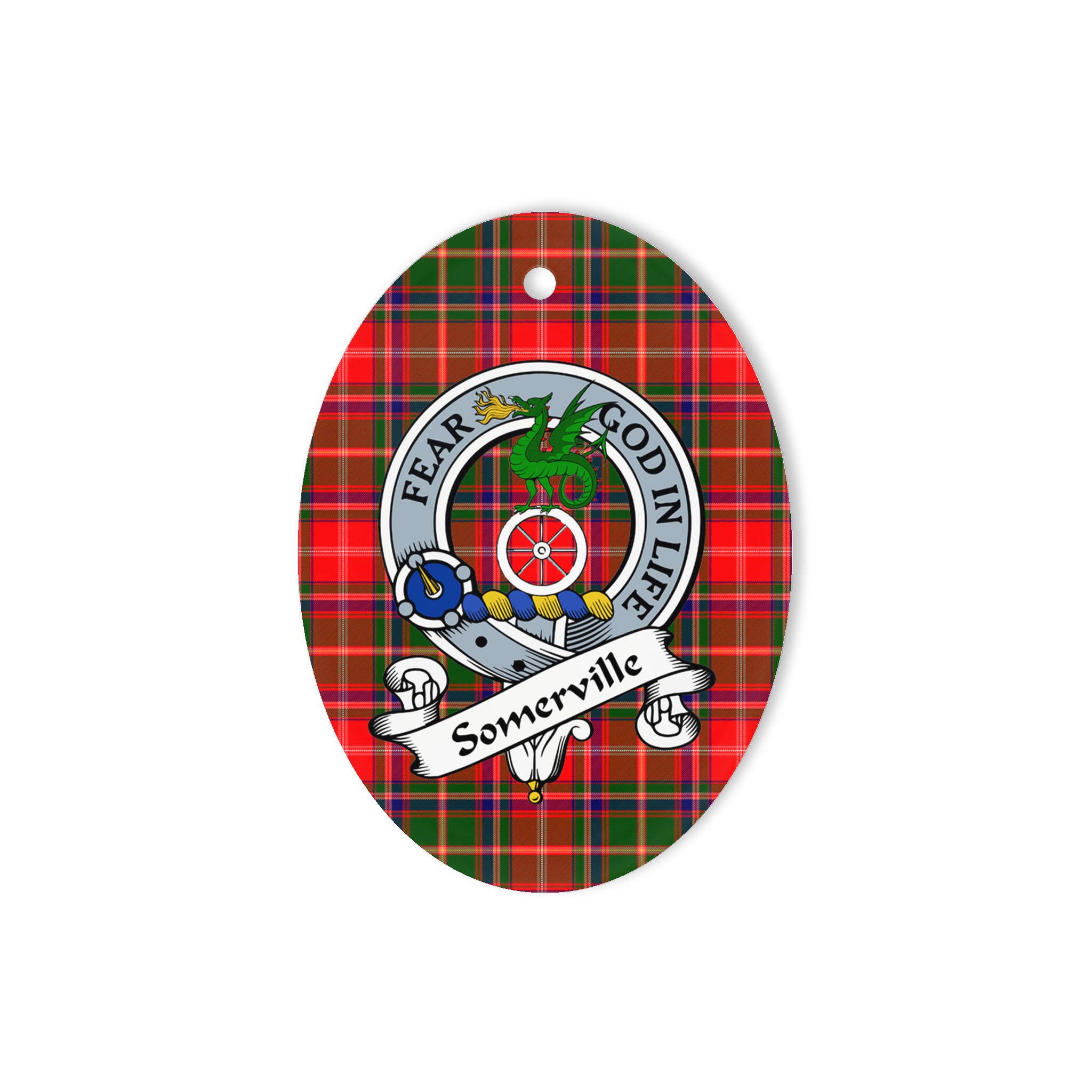 Somerville Scottish Clan Badge Plaid Ornament Gift. Christmas Tree Ornament Somerville Clan Tartan Ornament Great Christmas Ornaments Gift Oval Ornament