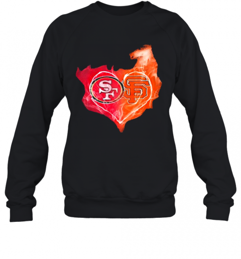 San Francisco 49Ers And San Francisco Giants Fire Heart Sweatshirt