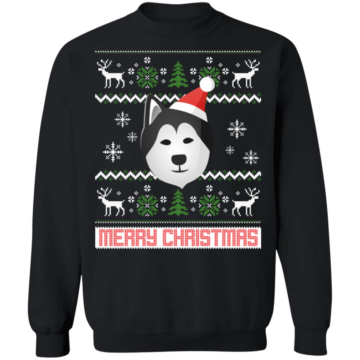 Alaskan Malamute Santa Snow Ugly Christmas Sweater